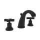 C-Spout Widespread Lavatory Faucet with Cross Handles and Pop-Up in Matte Black