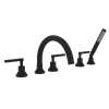 5-Hole Deck Mount Tub Filler with Metal Lever C-Spout in Matte Black
