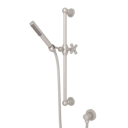 Single-Function Handshower Set with Cross Handle in Satin Nickel