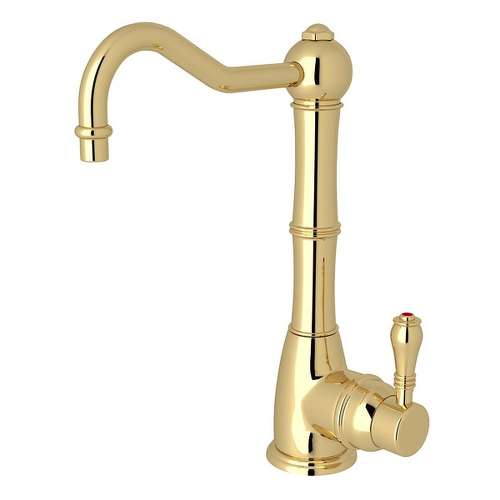 Column Spout Hot Water Dispenser Faucet With Metal Lever Handle In Unlacquered Brass