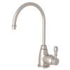 Traditional C-Spout Hot Water Faucet With Metal Lever Handle In Satin Nickel