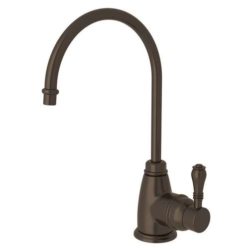 Traditional C-Spout Hot Water Faucet With Metal Lever Handle In Tuscan Brass