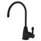 Traditional C-Spout Hot Water Faucet With Metal Lever Handle In Matte Black