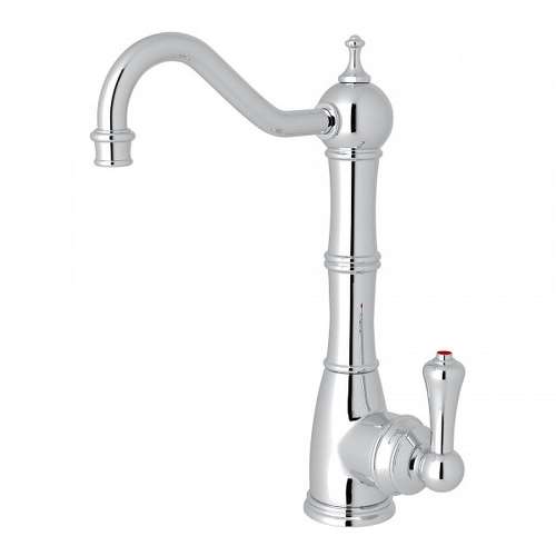 Edwardian Column Spout Hot Water Faucet With Traditional Metal Lever Handle In Polished Chrome