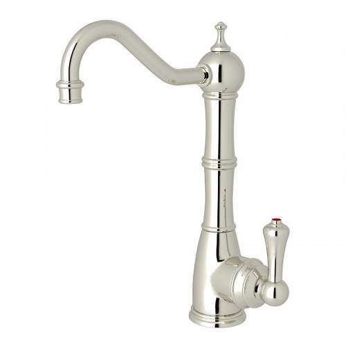 Edwardian Column Spout Hot Water Faucet With Traditional Metal Lever Handle In Polished Nickel