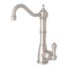 Edwardian Column Spout Hot Water Faucet With Traditional Metal Lever Handle In Satin Nickel
