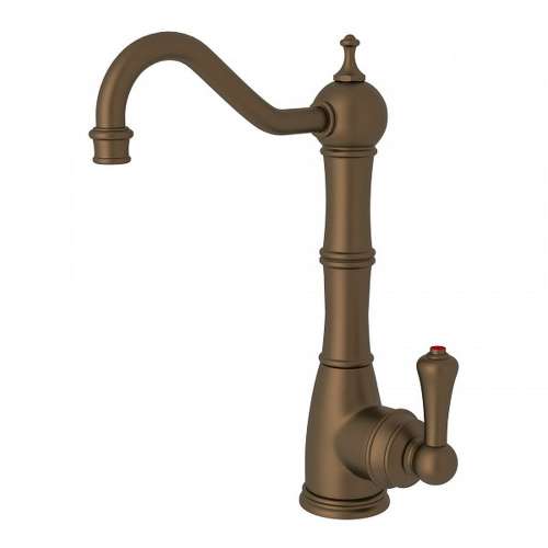 Edwardian Column Spout Hot Water Faucet With Traditional Metal Lever Handle In English Bronze