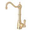 Edwardian Column Spout Hot Water Faucet With Traditional Metal Lever Handle In English Gold