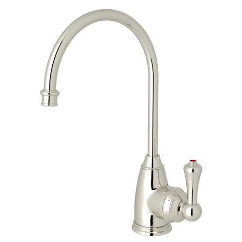 Georgia Era C-Spout Hot Water Faucet With Traditional Metal Lever Handle In Polished Nickel