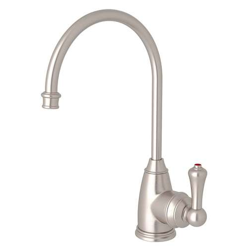 Georgia Era C-Spout Hot Water Faucet With Traditional Metal Lever Handle In Satin Nickel