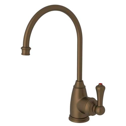Georgia Era C-Spout Hot Water Faucet With Traditional Metal Lever Handle In English Bronze