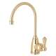 Georgia Era C-Spout Hot Water Faucet With Traditional Metal Lever Handle In English Gold