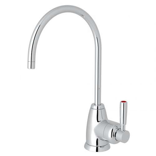Holborn C-Spout Hot Water Faucet With Contemporary Metal Lever Handle In Polished Chrome
