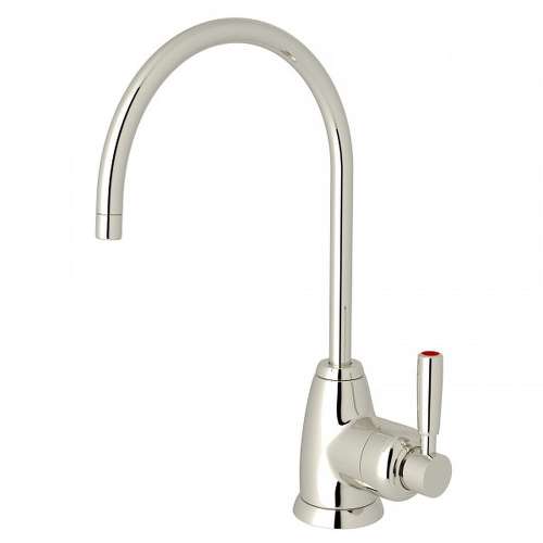 Holborn C-Spout Hot Water Faucet With Contemporary Metal Lever Handle In Polished Nickel