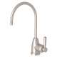 Holborn C-Spout Hot Water Faucet With Contemporary Metal Lever Handle In Satin Nickel