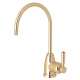Holborn C-Spout Hot Water Faucet With Contemporary Metal Lever Handle In English Gold