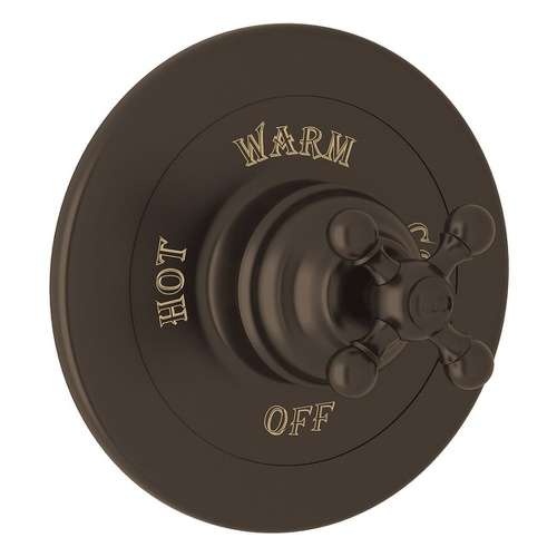 Pressure Balance Trim with Cross Handle and without Diverter in Tuscan Brass