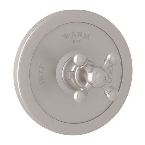 Arcana AC720X-STN/TO Thermostatic Trim Plate with Cross Handle and without Volume Control in Satin Nickel