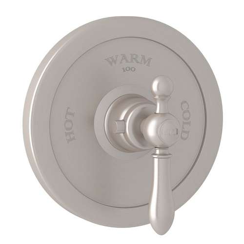 Thermostatic Trim Plate with Classic Metal Lever and without Volume Control in Satin Nickel