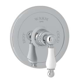 Thermostatic Trim Plate with Ornate White Porcelain Lever and without Volume Control