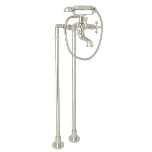 Arcana ACKIT7383NX-PN Exposed Floor Mount Tub Filler with Handshower and Floor Pillar Legs or Supply Unions in Polished Nickel