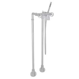AKIT3302NIW-M Campo Exposed Floor Mount Tub Filler with Handshower and Floor Pillar Legs or Supply Unions