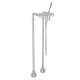 Exposed Floor Mount Tub Filler with Handshower and Floor Pillar Legs or Supply Unions in Polished Chrome