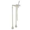 Exposed Floor Mount Tub Filler with Handshower and Floor Pillar Legs or Supply Unions in Polished Nickel