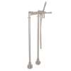 San Giovanni AKIT2302NLMSTN Exposed Floor Mount Tub Filler with Metal Lever Handshower and Floor Pillar Legs or Supply Unions in Satin Nickel