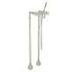 Exposed Floor Mount Tub Filler with Cross Handle Handshower and Floor Pillar Legs or Supply Unions in Polished Nickel