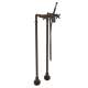 Exposed Floor Mount Tub Filler with Cross Handle Handshower and Floor Pillar Legs or Supply Unions in Tuscan Brass