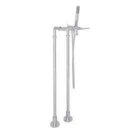 AKIT2202NLM-M Avanti Exposed Floor Mount Tub Filler with Metal Lever Handshower and Floor Pillar Legs or Supply Unions