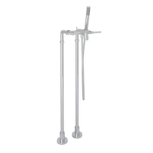 Avanti AKIT2202NLMAPC Exposed Floor Mount Tub Filler with Metal Lever Handshower and Floor Pillar Legs or Supply Unions in Polished Chrome