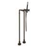 Avanti AKIT2202NXMTCB Exposed Floor Mount Tub Filler with Cross Handle Handshower and Floor Pillar Legs or Supply Unions in Tuscan Brass
