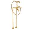 Palladian AKIT1901NLMIB Exposed Floor Mount Tub Filler with Metal Lever Handshower and Floor Pillar Legs or Supply Unions in Italian Brass