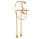 Palladian AKIT1901NLMIB Exposed Floor Mount Tub Filler with Metal Lever Handshower and Floor Pillar Legs or Supply Unions in Italian Brass