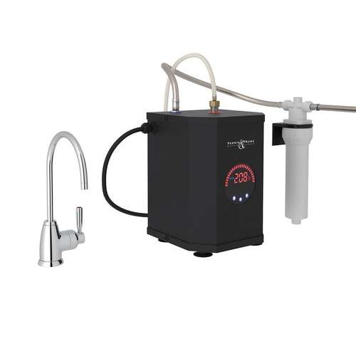 Holborn C-Spout Hot Water Faucet Kit With Tank And Filter In Polished Chrome