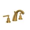 A1208LMULB-2 Lombardia C-Spout Widespread Bathroom Faucet with Metal Lever Handle, Unlacquered Brass
