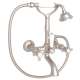 A1401XMSTN Exposed Wall Mount Tub Filler with Handshower and Cross Handle, Satin Nickel