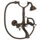 A1401XMTCB Exposed Wall Mount Tub Filler with Handshower and Cross Handle, Tuscan Brass