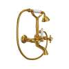 A1401XMULB Exposed Wall Mount Tub Filler with Handshower and Cross Handle, Unlacquered Brass