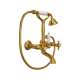 A1401XMULB Exposed Wall Mount Tub Filler with Handshower and Cross Handle, Unlacquered Brass