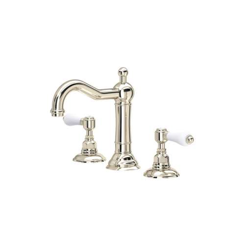 A1409LPPN-2 Acqui Column Spout Widespread Bathroom Faucet with White Porcelain Lever Handle, Polished Nickel