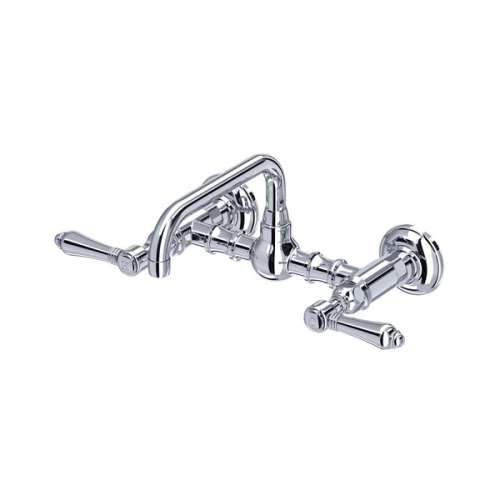 A1423LMAPC-2 Acqui Wall Mount Bridge Bathroom Faucet with Metal Lever Handle, Polished Chrome