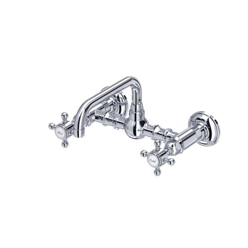 A1423XMAPC-2 Acqui Wall Mount Bridge Bathroom Faucet with Cross Handle, Polished Chrome
