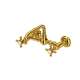A1423XMULB-2 Acqui Wall Mount Bridge Bathroom Faucet with Cross Handle, Unlacquered Brass