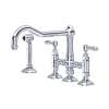 A1458LMWSAPC-2 Acqui Deck Mount Column Spout 3 Leg Bridge Kitchen Faucet with Sidespray and Metal Lever Handle, Polished Chrome