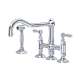 A1458LMWSAPC-2 Acqui Deck Mount Column Spout 3 Leg Bridge Kitchen Faucet with Sidespray and Metal Lever Handle, Polished Chrome