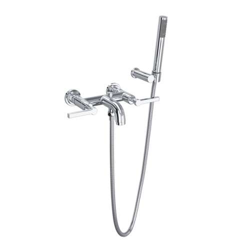 A2202LMAPC Lombardia Wall Mount Exposed Tub Set with Handshower with Metal Lever Handle