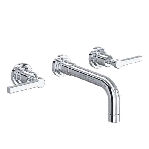 A2207LMAPCTO-2 Lombardia Wall Mount Widespread Bathroom Faucet with Metal Lever Handle, Polished Chrome